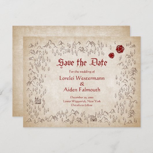 Dungeon Kaart RPG Gamer Bruiloft (Voorkant / Achterkant)