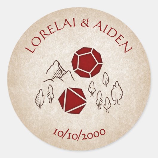 Dungeon Kaart RPG Gamer Bruiloft Ronde Sticker (Voorkant)
