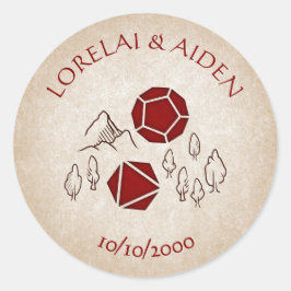 Dungeon Kaart RPG Gamer Bruiloft Ronde Sticker