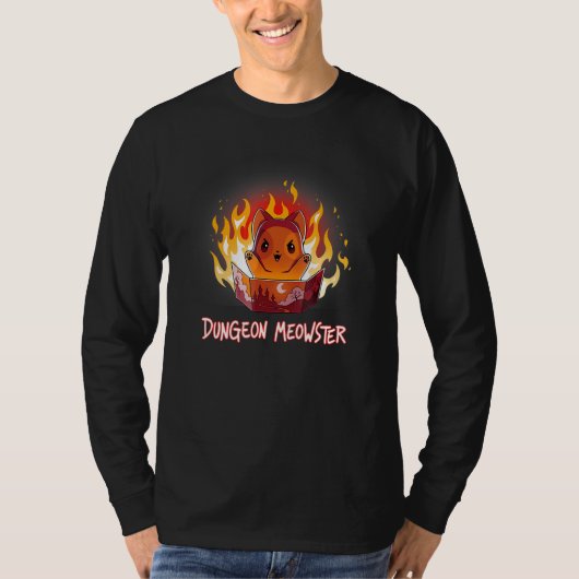 Dungeon Meowster Cat DM Role Player RPG Tabletop T-shirt (Voorkant)
