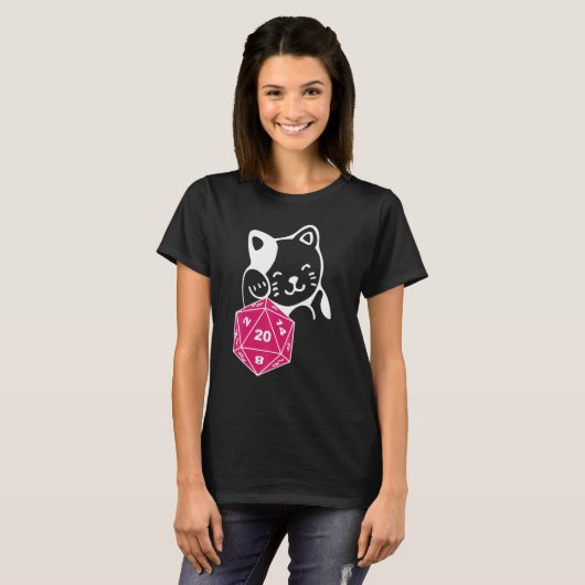 Dungeon Meowster D20 Dice Board Game Pen & Paper C T-shirt (Voorkant volledig)
