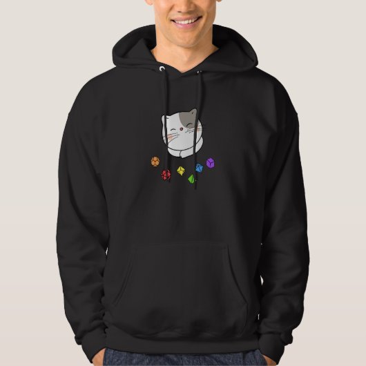 Dungeon Meowster en Nerdy Cat Polyhedral Dice Set Hoodie (Voorkant)