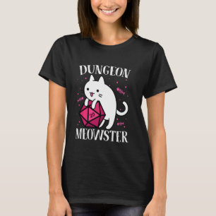 Dungeon Meowster Funny Dnd Gamer Cat D20 T-shirt