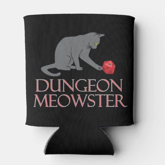 Dungeon Meowster Funny RPG Cat met Dice Blikjeskoeler (Achterkant)