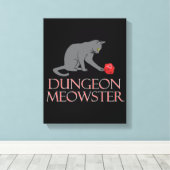 Dungeon Meowster Funny RPG Cat met Dice Canvas Afdruk (Insitu (Houten vloer))