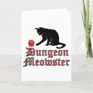 Dungeon Meowster Funny RPG Cat met Dice Feestdagen Kaart