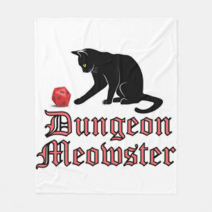 Dungeon Meowster Funny RPG Cat met Dice Fleece Deken