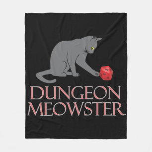 Dungeon Meowster Funny RPG Cat met Dice Fleece Deken
