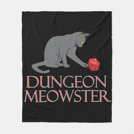 Dungeon Meowster Funny RPG Cat met Dice Fleece Deken (Voorkant)
