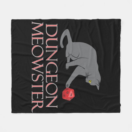Dungeon Meowster Funny RPG Cat met Dice Fleece Deken (Voorkant (Horizontaal))