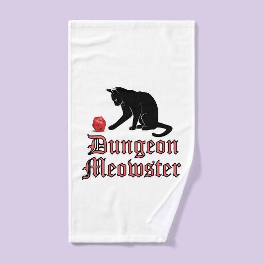 Dungeon Meowster Funny RPG Cat met Dice Handdoek (Handdoek)