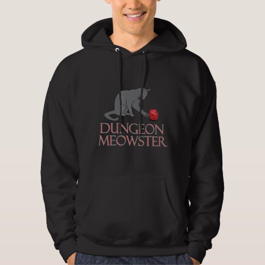 Dungeon Meowster Funny RPG Cat met Dice Hoodie (Voorkant)
