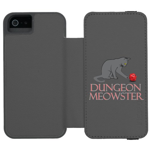 Dungeon Meowster Funny RPG Cat met Dice Incipio iPhone Portemonnee Hoesje (Agenda Open)