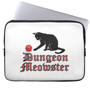 Dungeon Meowster Funny RPG Cat met Dice Laptop Sleeve