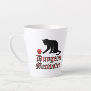 Dungeon Meowster Funny RPG Cat met Dice Latte Mok