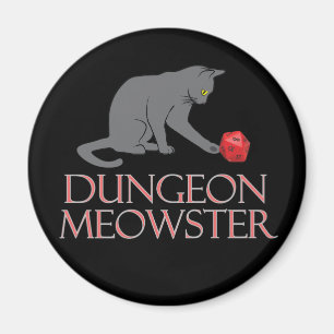 Dungeon Meowster Funny RPG Cat met Dice Magneet