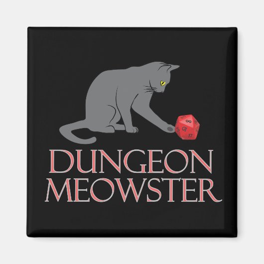 Dungeon Meowster Funny RPG Cat met Dice Magneet (Voorkant)