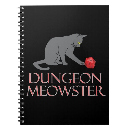 Dungeon Meowster Funny RPG Cat met Dice Notitieboek (Voorkant)
