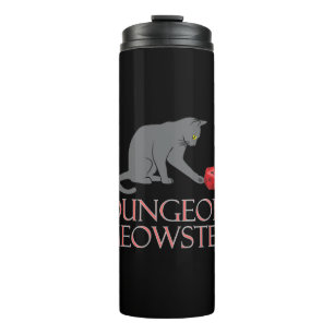 Dungeon Meowster Funny RPG Cat met Dice Thermosbeker