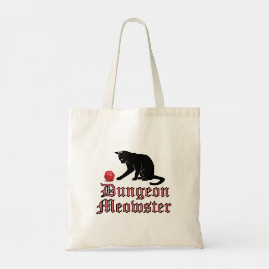 Dungeon Meowster Funny RPG Cat met Dice Tote Bag (Achterkant)