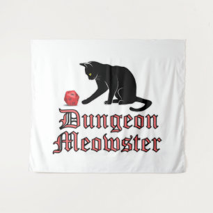 Dungeon Meowster Funny RPG Cat met Dice Wandkleed