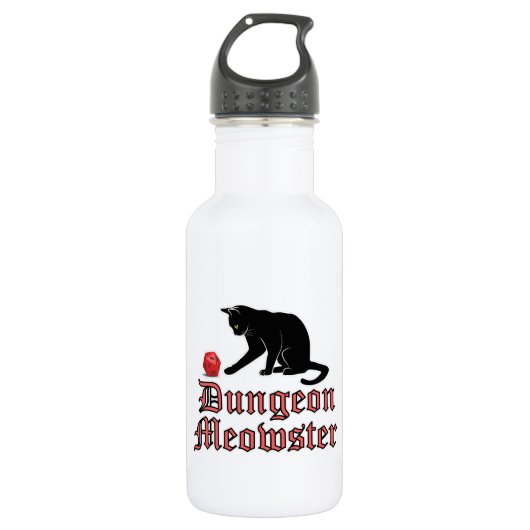 Dungeon Meowster Funny RPG Cat met Dice Waterfles (Voorkant)