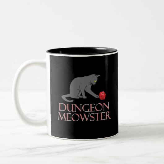 Dungeon Meowster Funny RPG Cat with Dice Tweekleurige Koffiemok (Links)