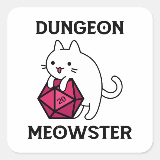 Dungeon Meowster Kat Grappig Vierkante Sticker (Voorkant)