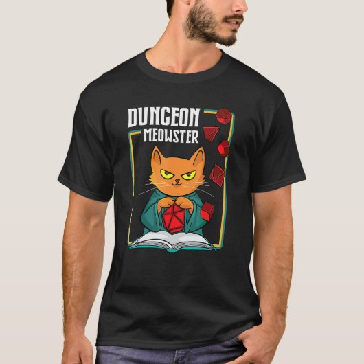 Dungeon Meowster Rpg Tabletop Gaming Dm Role Playe T-shirt (Voorkant)
