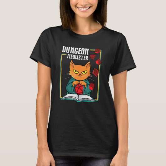 Dungeon Meowster Rpg Tabletop Gaming Dm Role Playe T-shirt (Voorkant)