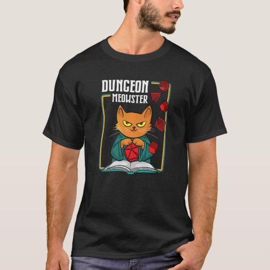 Dungeon Meowster RPG Tabletop Gaming DM Role Playe T-shirt (Voorkant)