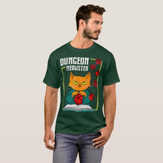 Dungeon Meowster RPG Tabletop Gaming DM Role T-shirt (Voorkant volledig)