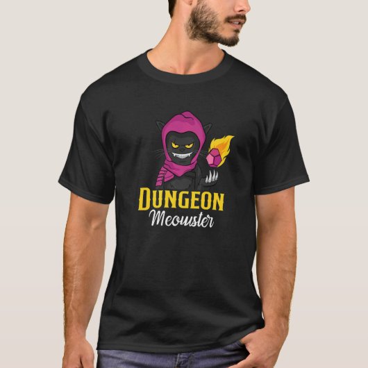 Dungeon Meowster RPG Tafelblad Spelletjes Kat DM T-shirt (Voorkant)
