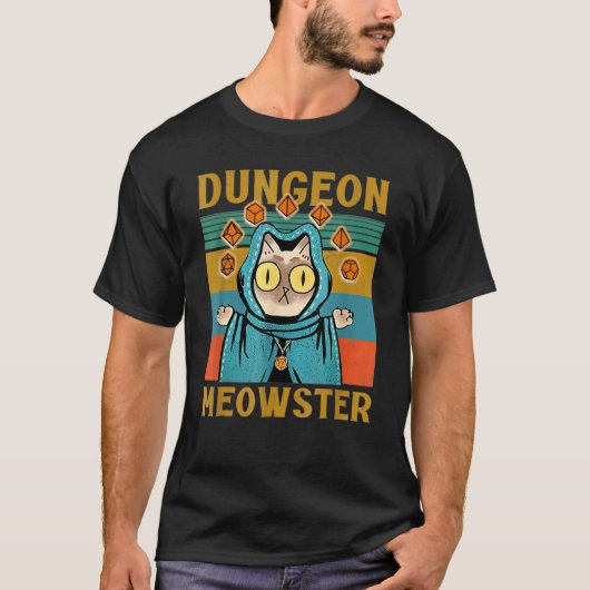 Dungeon Warriors Meowster RPG Tabletop Gaming DM R T-shirt (Voorkant)