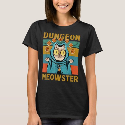 Dungeon Warriors Meowster RPG Tabletop Gaming DM R T-shirt (Voorkant)