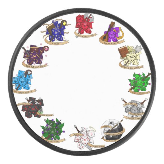 Dungeons and Dragons Class Dice Design Hockey Puck (Voorkant)