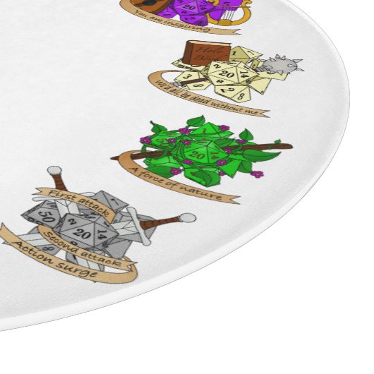 Dungeons and Dragons Class Dice Design Snijplank (Hoek)