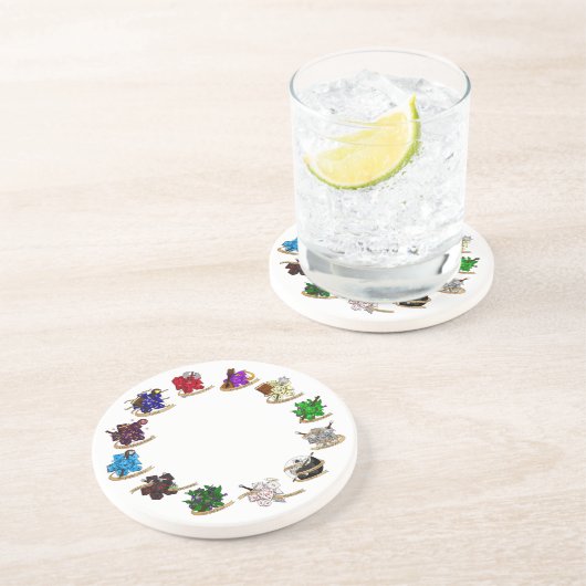 Dungeons and Dragons Class Dice Design Zandsteen Onderzetter (Zijkant)