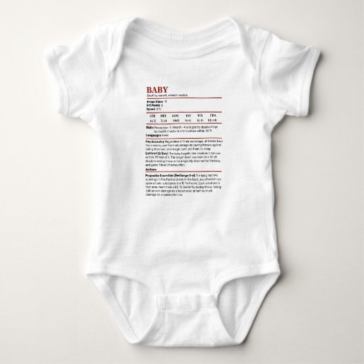 Dungeons & Dragons Baby Stat Block Romper (Voorkant)