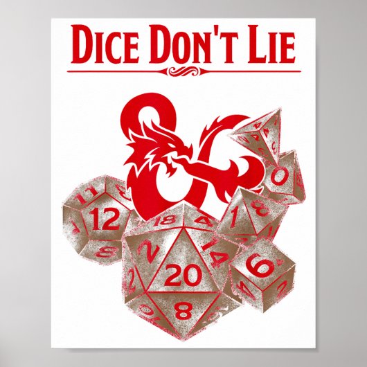 Dungeons & Dragons Rode Dobbelstenen Liegen Niet  Poster (Voorkant)