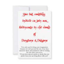 Dungeons & Dragons spel uitnodiging 2 zijdig