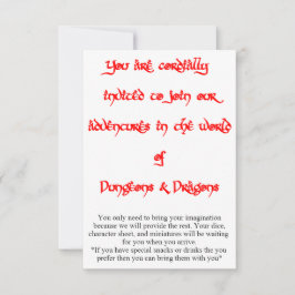 Dungeons & Dragons spel uitnodiging 2 zijdig