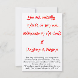 Dungeons & Dragons spel uitnodiging 2 zijdig