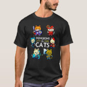 Dungeons en Cats RPG D20 Dice Nerdy Fantasy Gamer T-shirt (Voorkant)