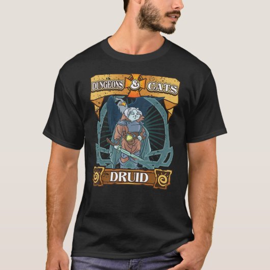 Dungeons en katten Druid Kitten Cat Dice Nerd Rpg  T-shirt (Voorkant)