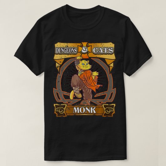 Dungeons en Katten Monk Kitten Cat Dice Nerd RPG G T-shirt (Design voorkant)