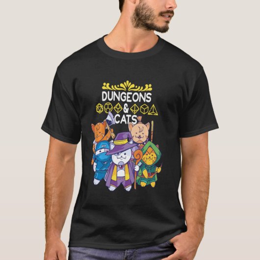 Dungeons en katten Rpg D20 Fantasy Roleplay Game T-shirt (Voorkant)