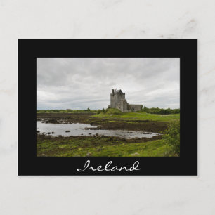 Dunguaire castle, Ierland briefkaart zwarte tekst