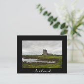 Dunguaire castle, Ierland briefkaart zwarte tekst (Staand voorkant)