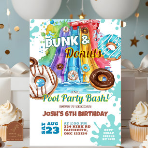 Dunk and Donut Waterslide Pool Party Verjaardag Kaart
